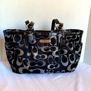 Coach Gallery Optic Signature Metallic Tote